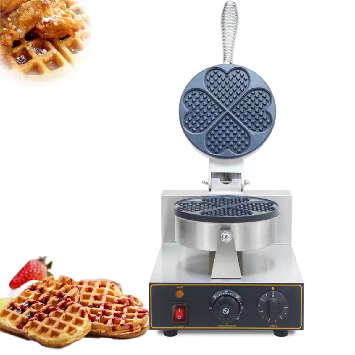 HPH2O Electric Waffle Maker Heart-shape Waffle Baking Machine 1300w Stainless Steel Waffle Making Machine Kitchen Appliance