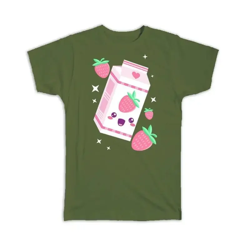 Milk Box Strawberry Yogurt Dairy Product Food Drink Kids Cute T shirt
