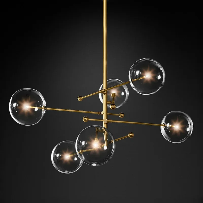 SANDYHA Modern Art lampadari a sfera in vetro Design nordico lampada a Led in oro nero per soggiorno camera da letto decorazioni per la casa lampada a sospensione