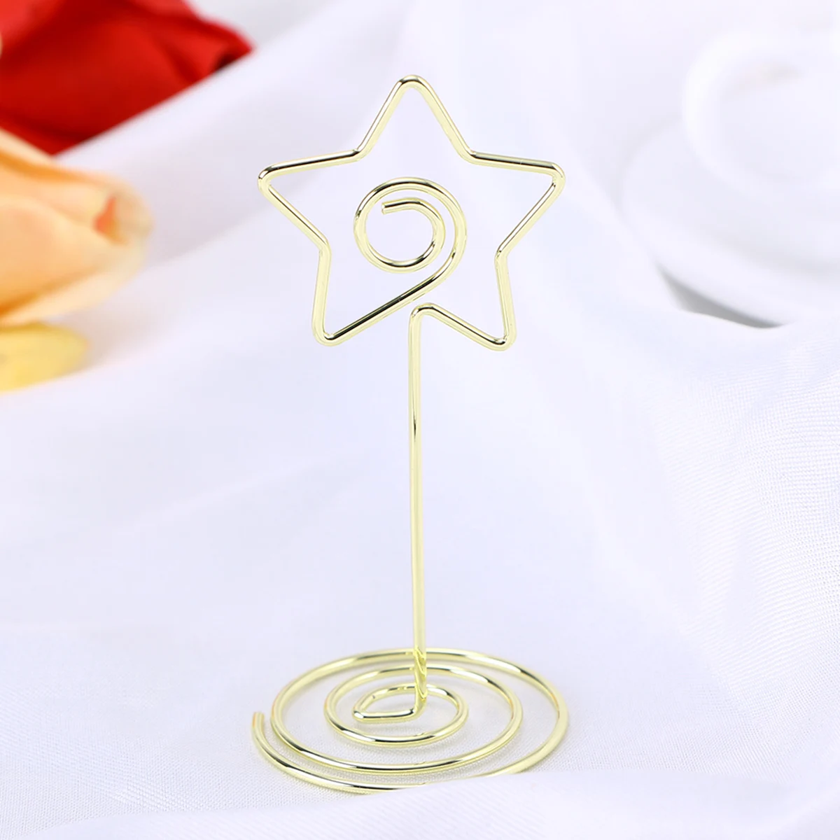 

10pcs 8.5cm Five-pointed Star Memo Photo Stand Holder Paper Note Clips for Wedding Party Table Decoration (Gold)