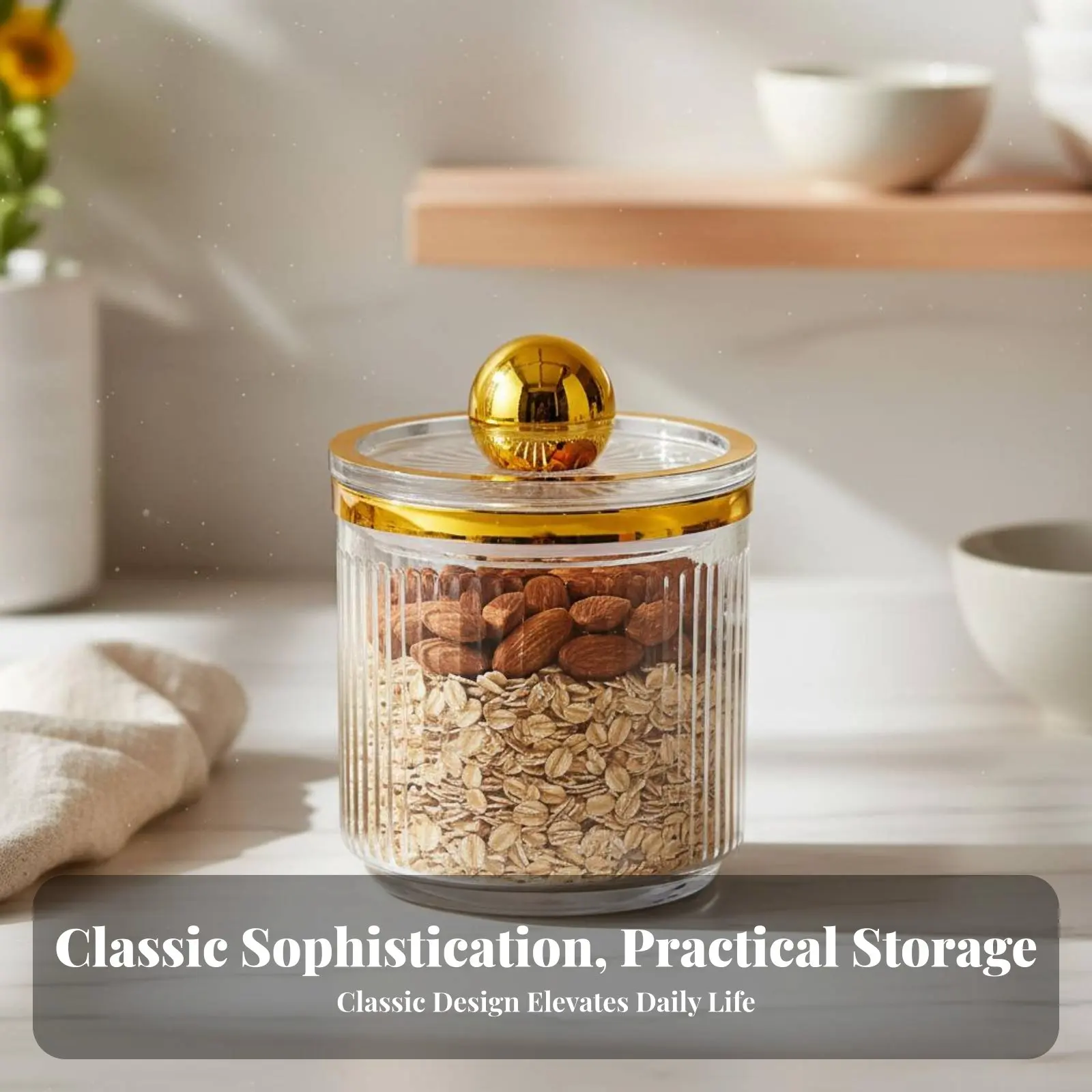 Sealed Food Jar Moisture-Resistant Airtight Food Canister Decorative Storage Canister Elegant Luxury Design Decorative Storage