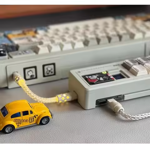 12cm Keyboard Connection Super Short Luminous Data Cable Typec Silver Plated Single Crystal Copper Star Custom Connection Cable