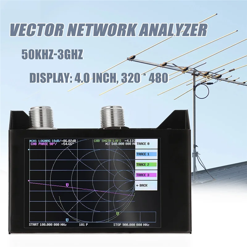 

A20F-3G Vector Network Analyzer, 4.0 Inch Touch Screen SAA-2N Antenna Analyzer Shortwave With Iron Case