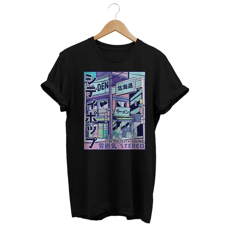 

Camiseta Vaporwave Tokyo City, camiseta con gráficos estéticos japoneses, ropa de calle japonesa Synthwave