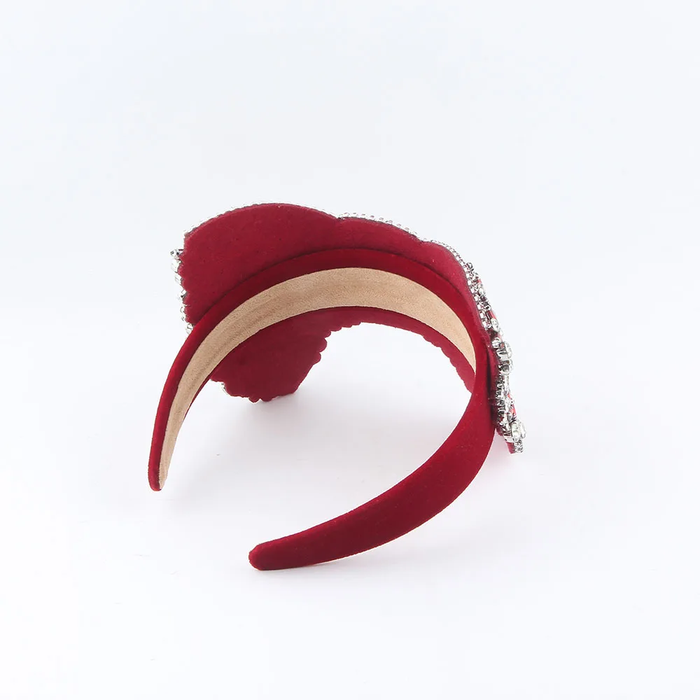 Wind New Baroque Full Diamond Bow Handmade Headband Premium Wide Edge Ball Versatile Headband Women 4