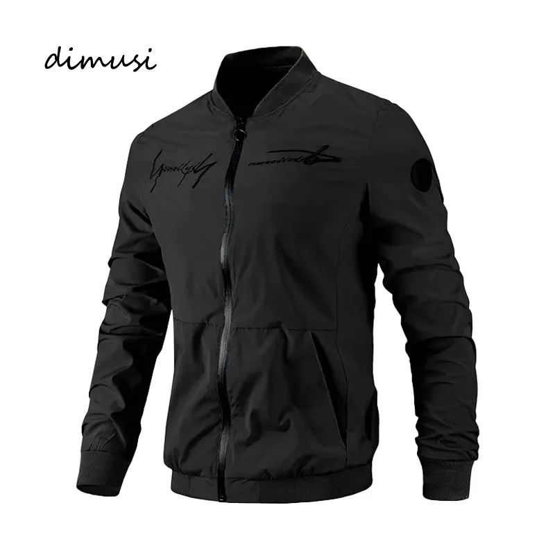 DIMUSI jesienna męska kurtka Bomber Casual męska Streetwear płaszcze z zamkiem moda męska haft strój baseballowy kurtki odzież