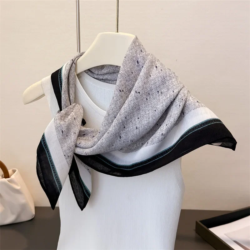 الطازجة الملمس وشاح مربع للنساء القطن الكتان الشعور وشاح للرقبة شال الاعوجاج أنيقة منديل عصابات السيدات الحجاب