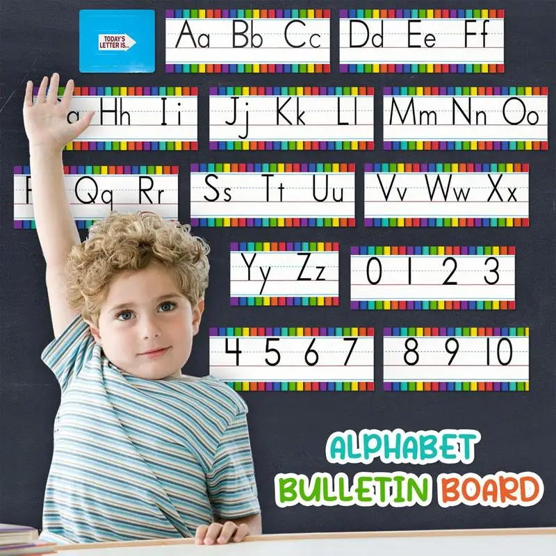 Classroom Alphabet Wall Decorations Display Set Number Posters Bulletin Board Set Early Learning Alphabet Cards Interactive