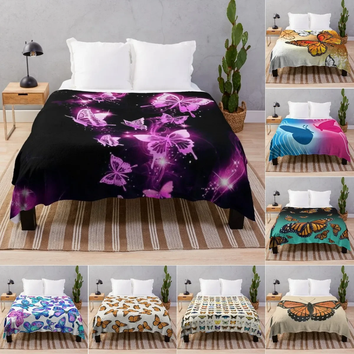 

Butterfly Blanket Beautiful Butterfly Throw Blanket Ultra Soft Blankets Lightweight Cozy for Bed Couch Sofa Queen King Twin Size