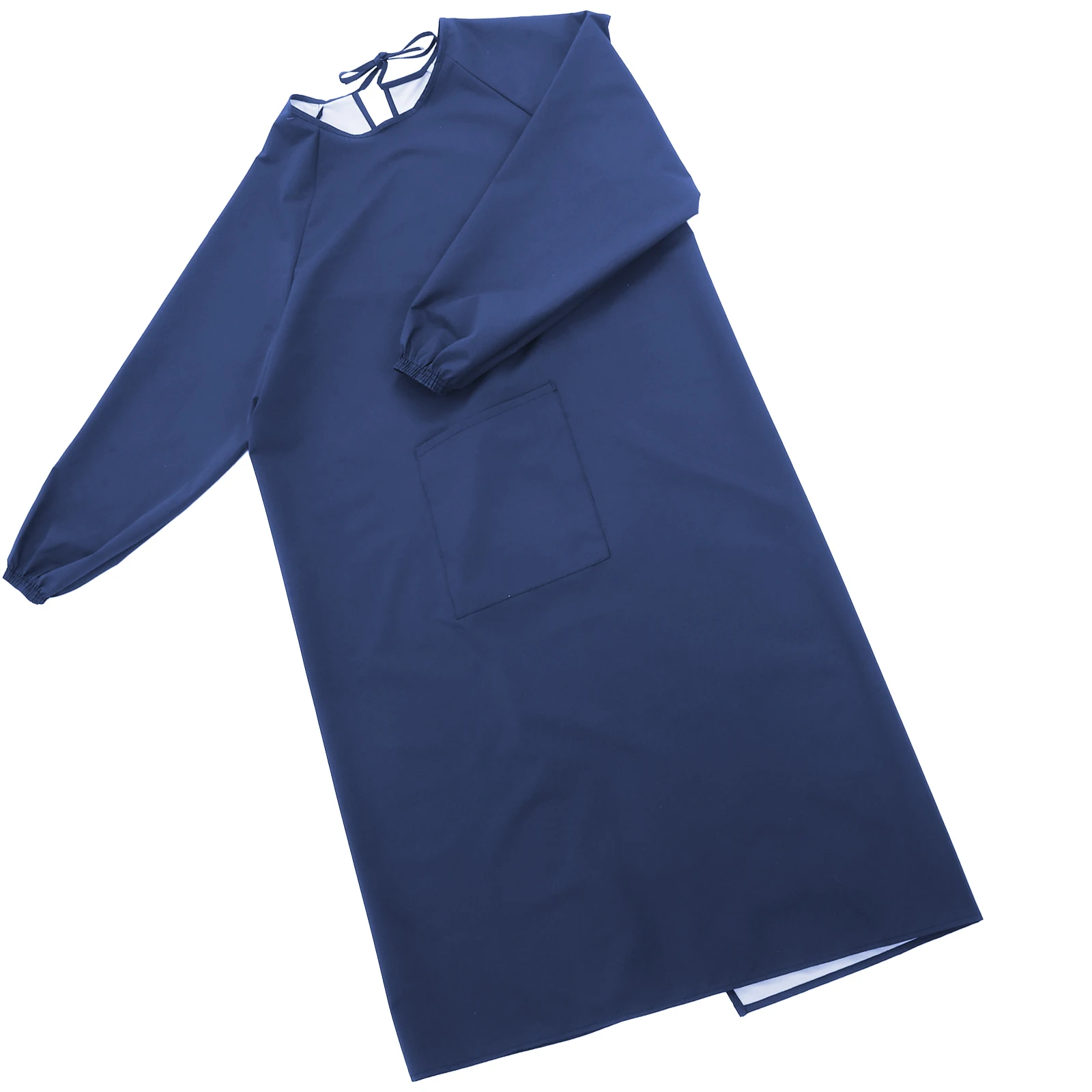 مريلة مقاومة للماء بأكمام طويلة باللون الأزرق الداكن، تصميم خلفي مقاوم للزيت، المطبخ، الطبخ، تنظيف البستنة، حماية شديدة التحمل #4