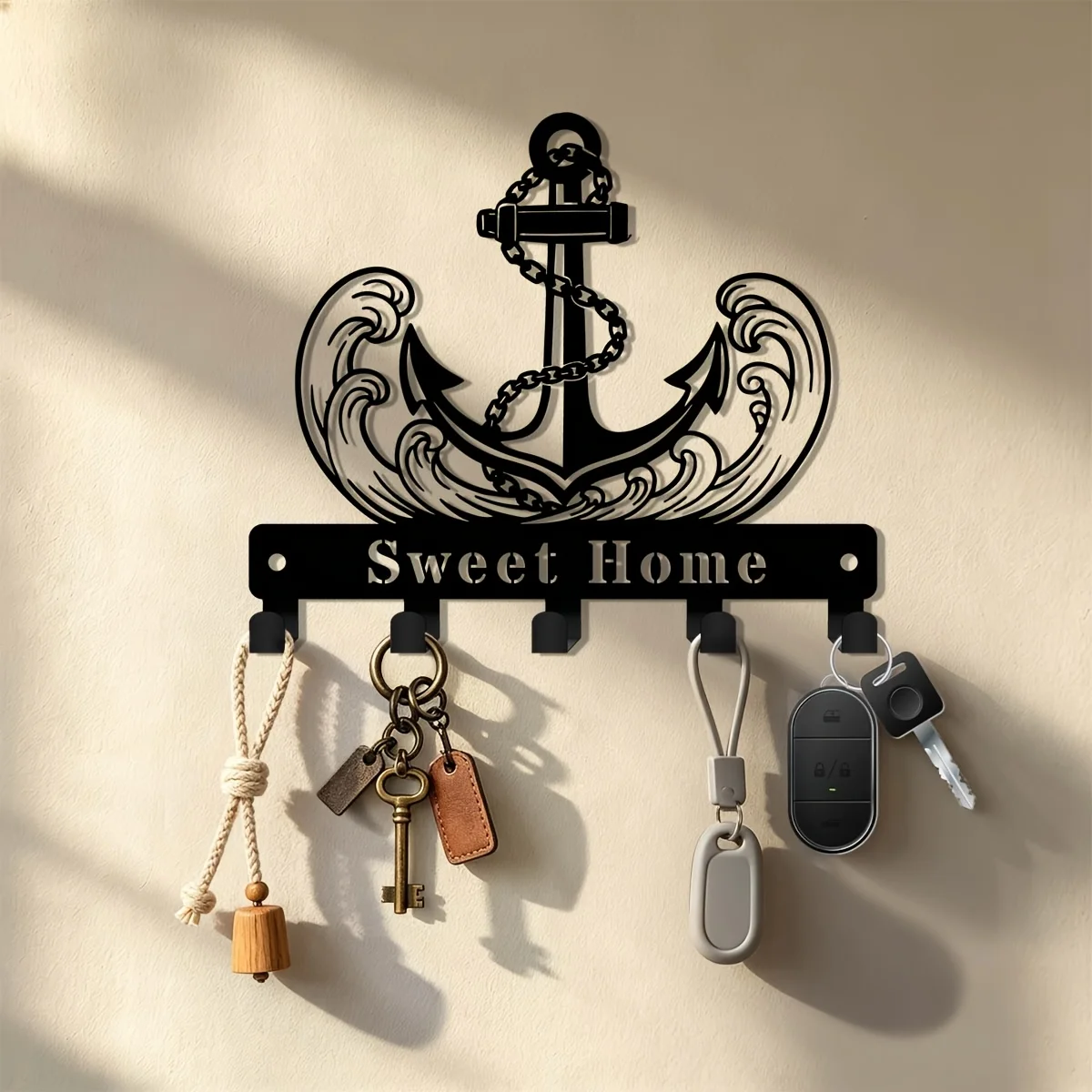CIFBUY Iron Wall Art Retro Anchor Key Hook Decor Hat Storage Organizer Minimalist Rustic Accent Interior