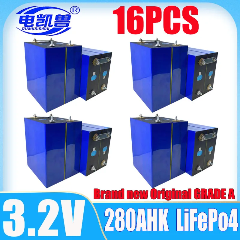 

16pcs A-level 3.2V LiFePo4 Battery 320ah 280ah 230ah 150a DIY 48V RV solar storage system rechargeable battery EU/US tax exempt