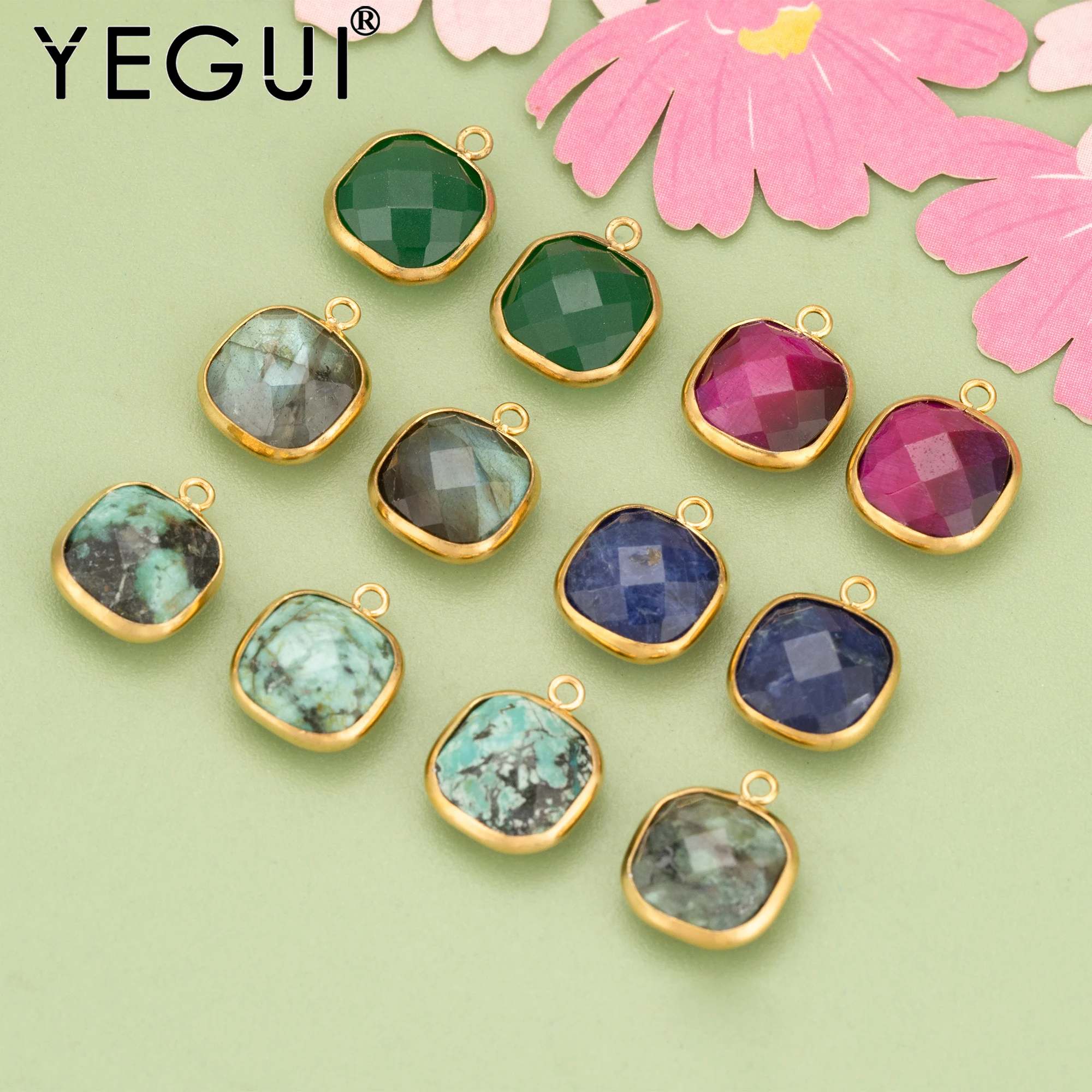 

YEGUI,2pcs/lot,MG96,jewelry accessories,316L stainless steel,charms,natural stones,hand made,jewelry making,diy pendants