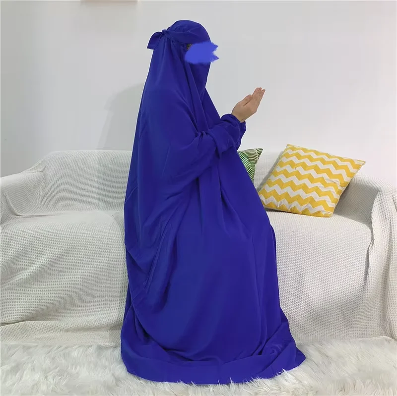 Eid Muslim Women Robe One Piece Prayer Dress Hooded Abaya Islam Clothes Overhead Dubai Saudi Turkish Jalabiya Ramadan Djellaba