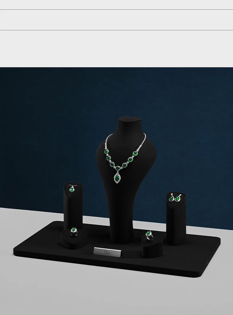 Oirlv Schmuck-Display-Set, schwarzes Samt-Modell in Form eines menschlichen Körpers mit Ständer, geeignet für die Aufbewahrung von Halsketten, Ringen und Ohrringen. – Detail 10