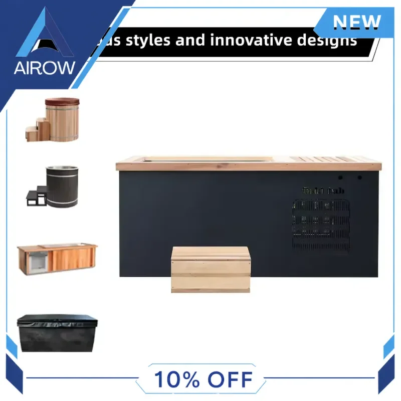 for Red Cedar Cold Plunge Tub Ice Bath with Chiller Filter Freestanding Soaking Pool for Home Gym Professional Recovery