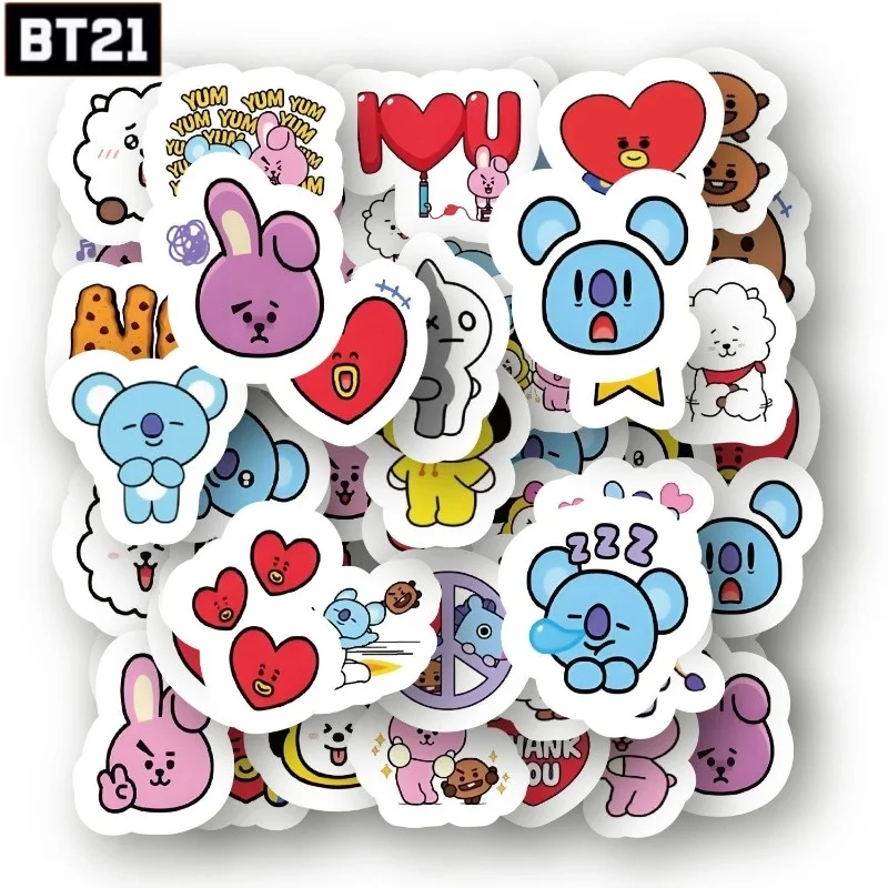 

Creative BT21 sweet and cute cartoon pattern stickers, peripheral phone, water cup, desktop DIY decoration, personalized decals