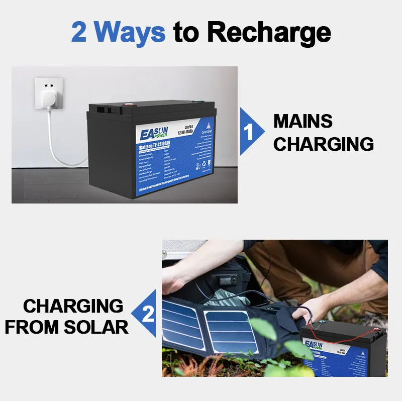 بطارية Easun Power Lifepo4 24 فولت 100 أمبير في الساعة من الدرجة أ 25.6 فولت متوازية وقابلة للتخصيص BMS + 2000 دورة الحياة بولندا المخزون للتخزين #3