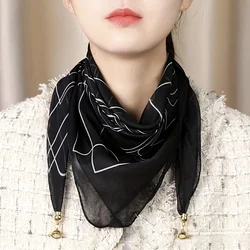 New Fashion Magnetic Snap Scarf Daily Minimalist Versatile Luxury Square Neck Warmer for Neck Wrinkle Covering and Necklace