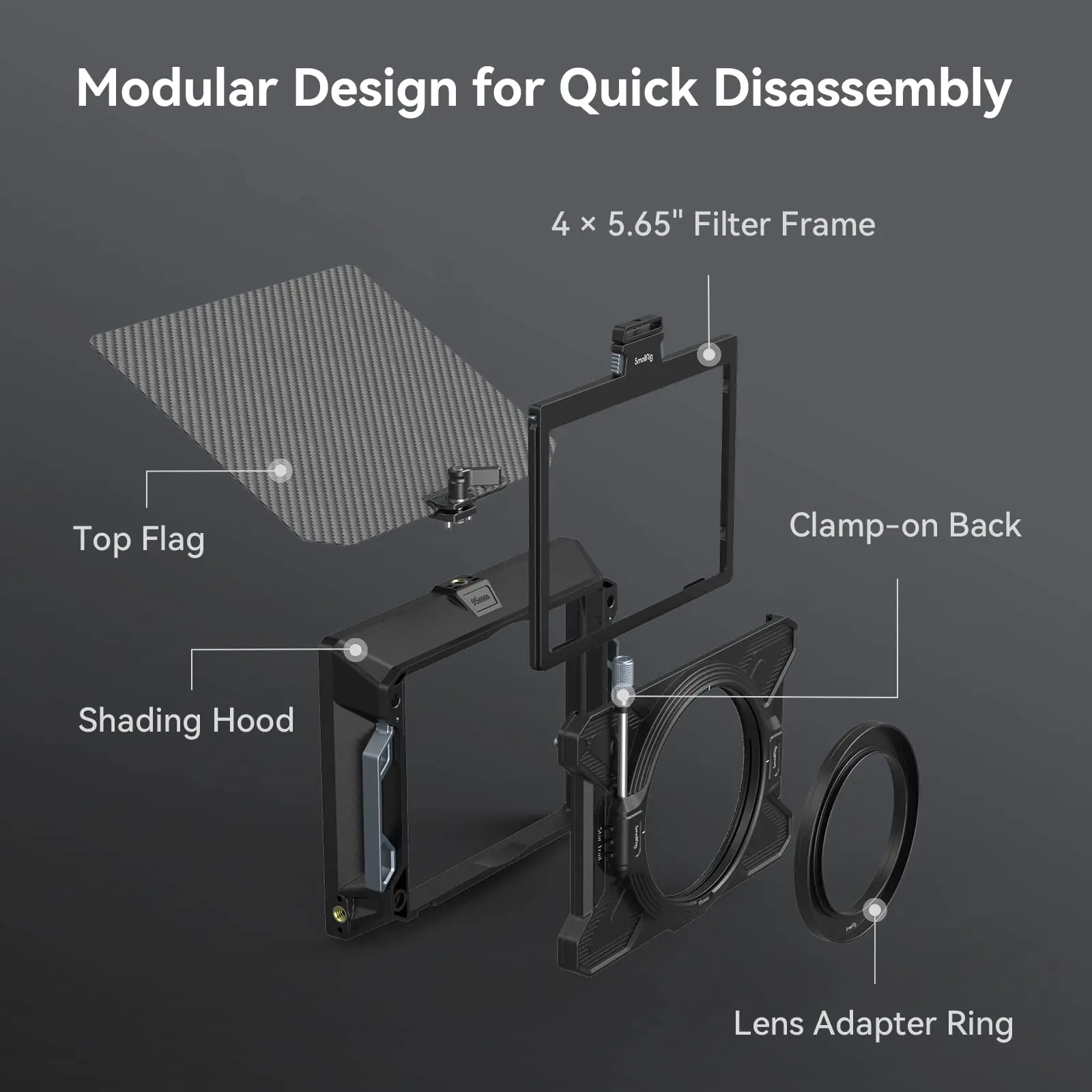 SMALLRIG Matte Box,Star-Trail Lightweight Multifunctional Modular Basic Kit,with 4 x5.65 Filter Frame,Adapter Ring,Top Flag 3556