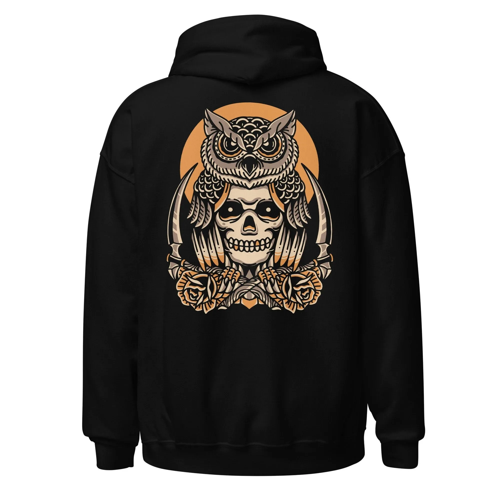 

Skull - Owl - Rose Printed Cotton Hoodie Stylish and Enigmatic Sweatshirt To Showcase Your Love for Dark Aesthetics