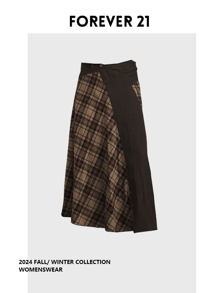 

Юбка миди в клетку Forever 2 Retro, женская, осенняя, стройнящая, длиной до колена, с двойной складкой, для женщин с фигурами типа «груша»