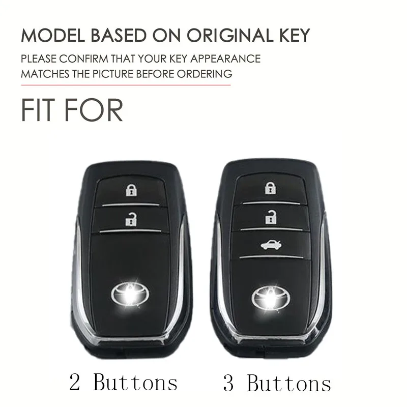 Genuine Leather Car Key Fob Case for Toyota Camry Corolla Avalon C-HR RAV4 Fortuner Key Cover Protector 2/3 Button Black Brown