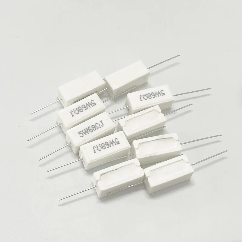 10PCS ตัวต้านทานซีเมนต์ 5W แนวนอน 0.1R/0.25R/0.47R/3R/5R/6.8R/10R/47R/100Ω/1KΩ/10KΩ/47KΩ