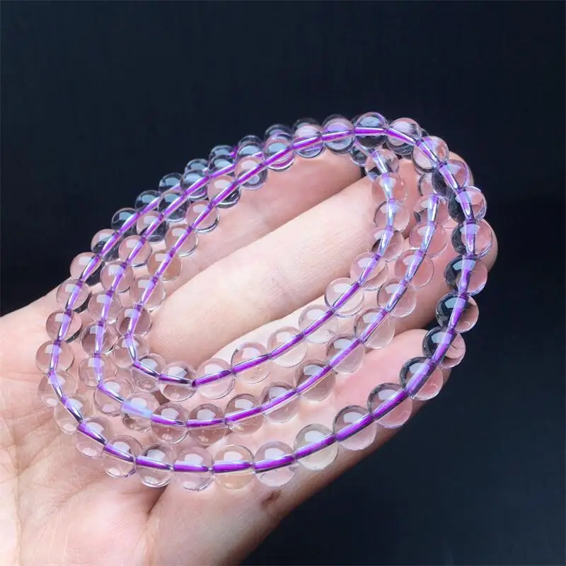 6MM Natural Amethyst Triple Circle Bracelet Crystal Yoga Reiki Healing Stretch Female Holiday Gift 1PCS