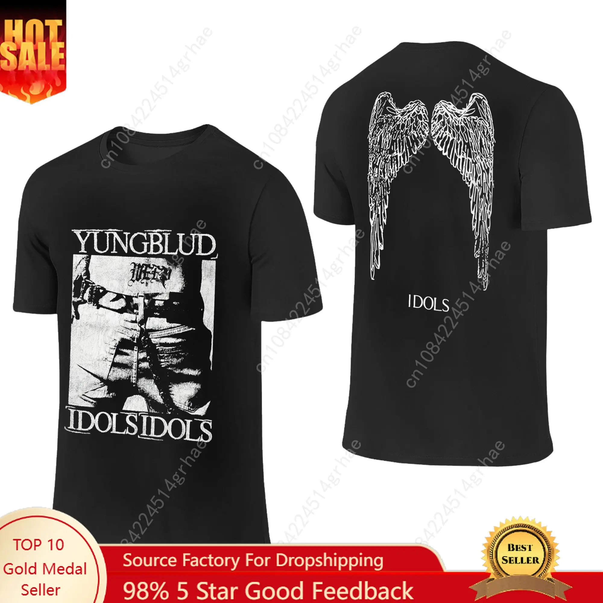 

Funny Idols Wings YUNGBLUD T-Shirts for Men O Neck Pure Cotton T Shirt Short Sleeve Tees Gift Clothes