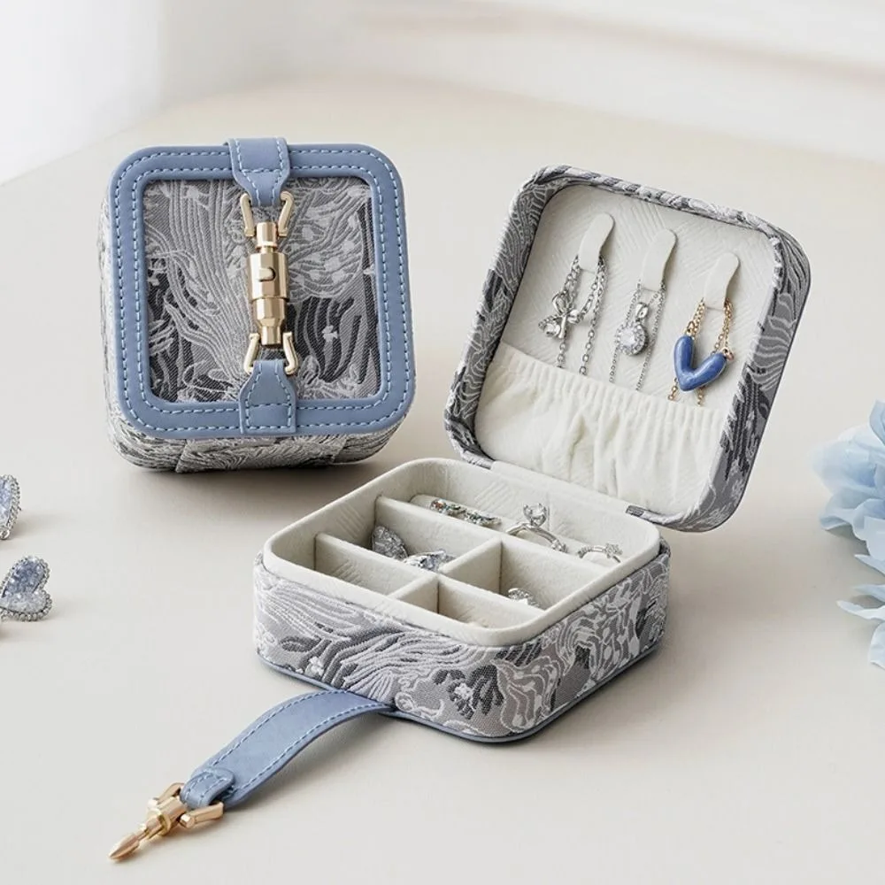 

Embroidery Jewelry Packing Box Flower Large Capacity Jewelry Storage Case Necklace Earrings Rings Bracelet Jewelry Holder