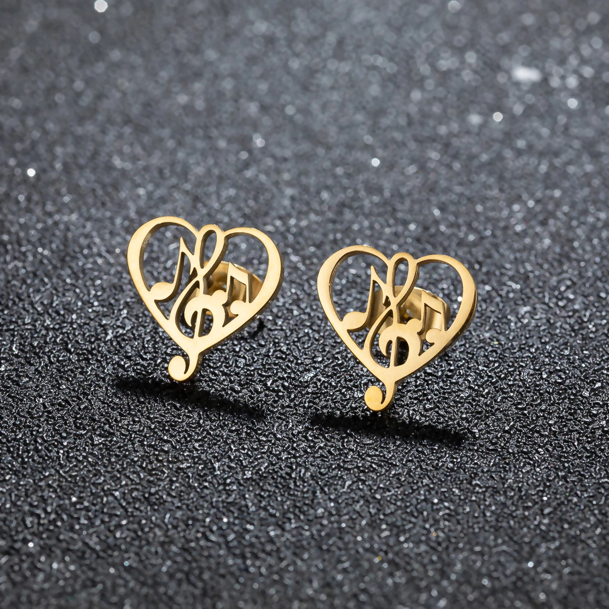 Korean Music Note Earring Heart Of Treble And Bass Fashion Stainless Steel Earings Women Female Wedding Gift Jewelry Pendientes