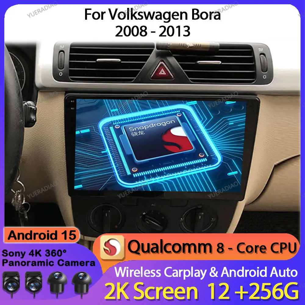 

Android 15 Car Radio For VW Volkswagen Bora MT 2006 - 2010 QLED Qualcomm GPS NAVI 4G WIFI BT 2DIN Head Unit LTE 5G Carplay Auto