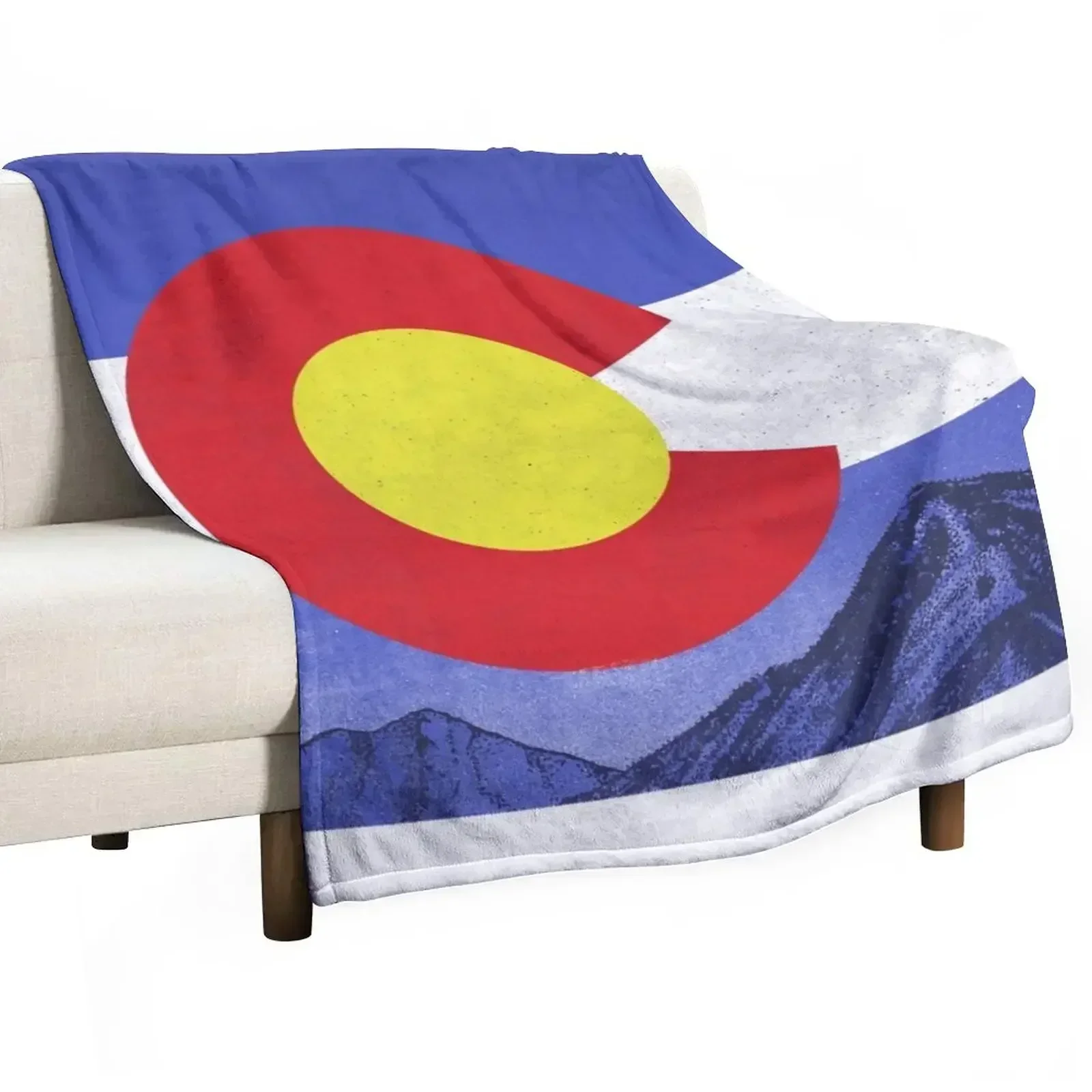 vintage colorado flag Throw Blanket Flannel Fabric halloween anime bed plaid Fashion Sofas Single Blankets