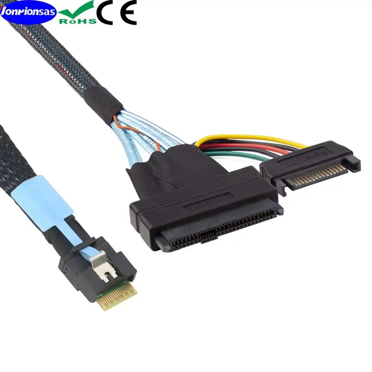 PCIe Slimline SAS SFF-8654 4i 38pin PCIe 4.0 to SAS 8639 female U.2 Fully Shielded High-Speed Server Cable with Anti-Misalignmen