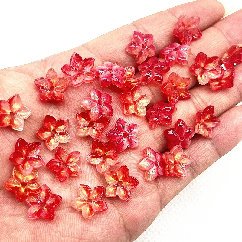 30 Stück 12mm Fünfblättrige Blumen-Lampwork-Perlenkappen Glas-Abstandhalterperlen für Schmuckherstellung DIY-Zubehör Haarnadeln – Detail 5