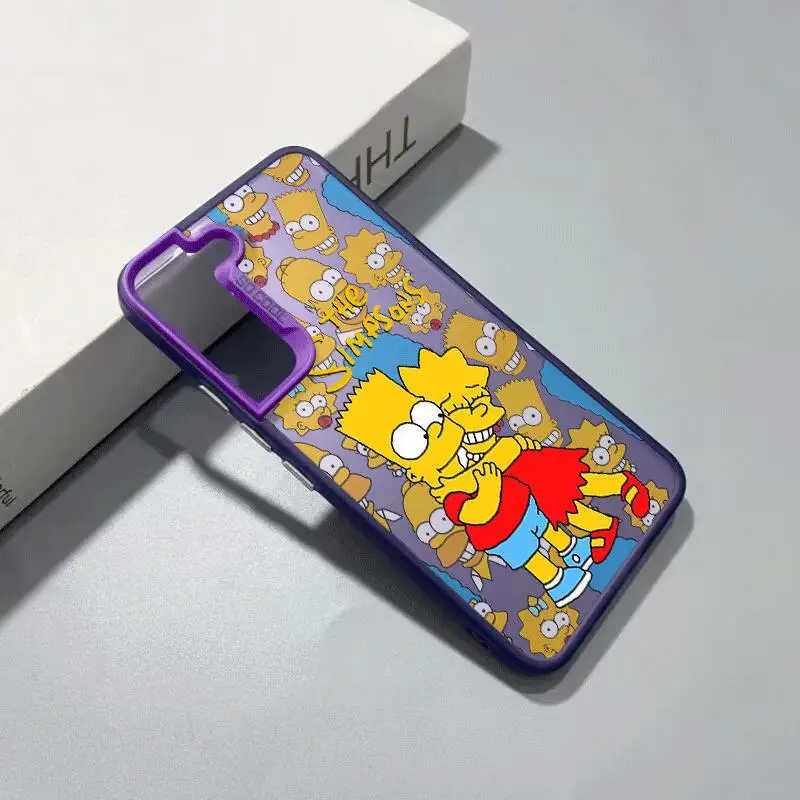 The Simpsons Family Symbol Phone Case For Samsung S24 S22 S21 Plus Ultra S23 S20 FE Note 20 Hard Matte Shell Cover Fundas