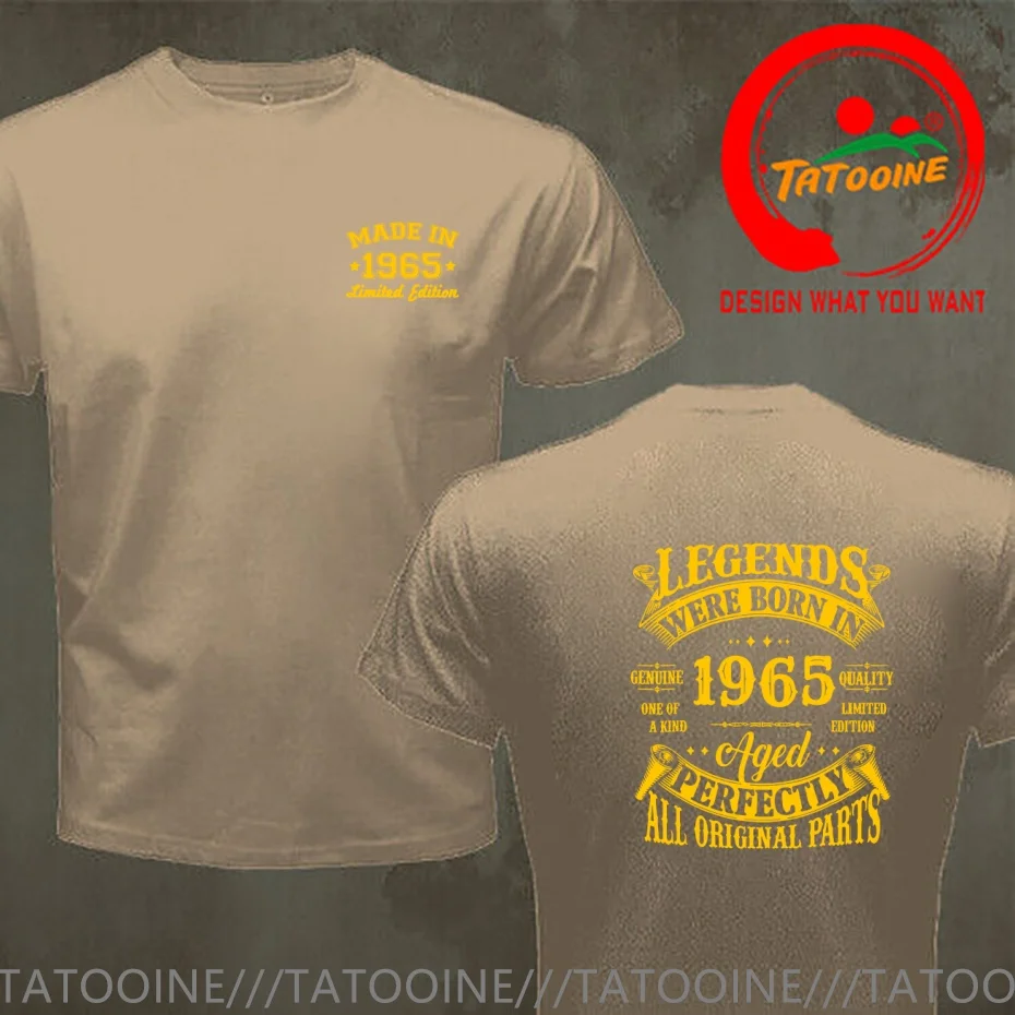 Funny Design Legends are Born in 1965   Shirt Men Fashion Trendy Casual Clothing Stylish Tops Tee Shirt Leisure Tshirt Men's