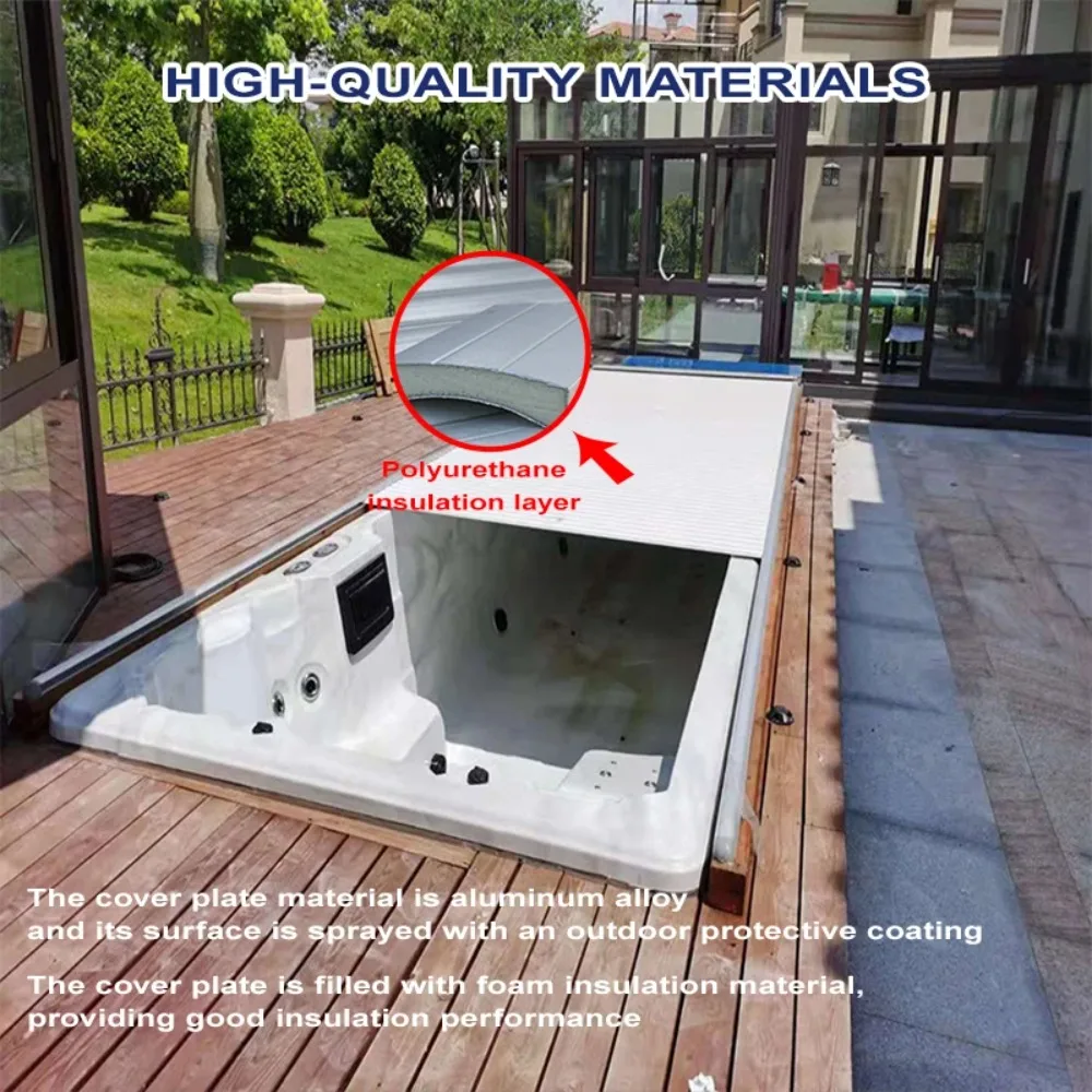 Custom Retractable Aluminum Track Automatic Rolling Shutter Electric Pool Cover Safety Slatted Swimming Outdoor