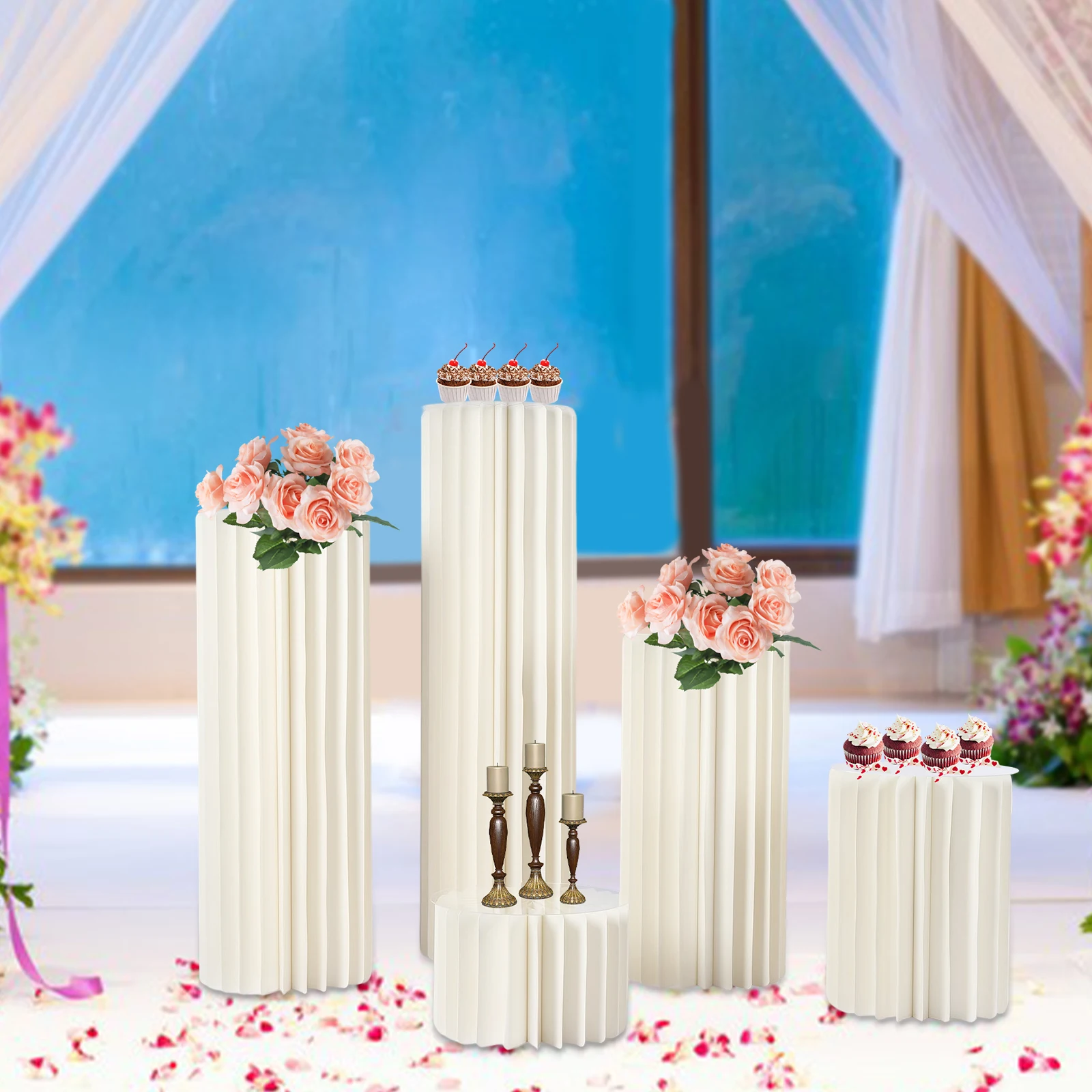 For Party Tables Decor 5pcs Wedding Centerpieces Cardboard Vases Flowers Stands