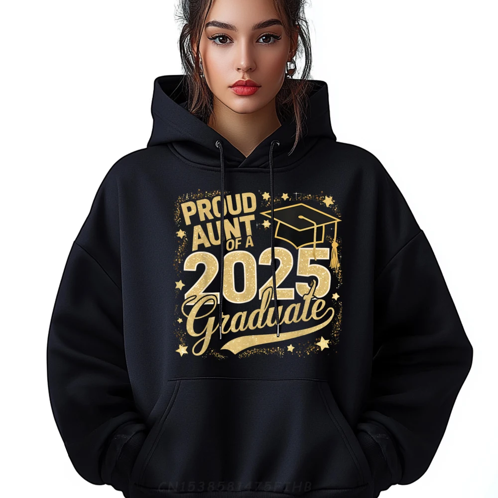 

Proud Aunt Of A 2025 Graduate Graphic Hoodies Round Neck Printed Long Sleeve Sweatshirt For Men Outdoor Coat