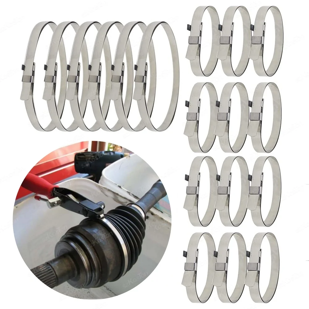 48/24/12/10/2 pçs universal cv joint boot crimp braçadeiras kit de aço inoxidável cv conjunta braçadeiras para bandas boot braçadeiras ferramentas