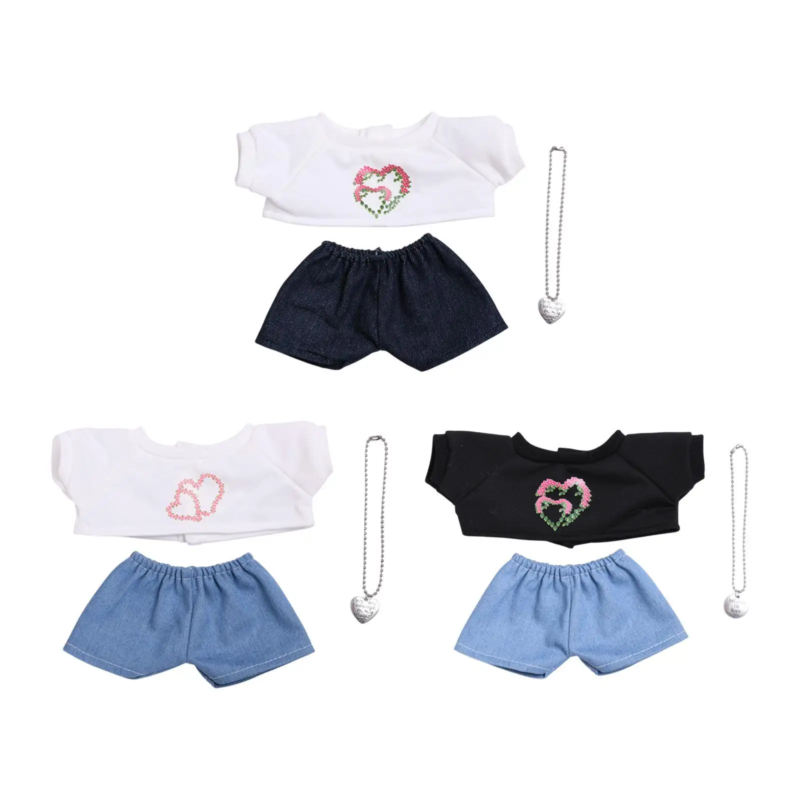 

3x Fashion Dolls T Shirt and Pant Necklace Accessories Handmade Clothing for 38cm Dolls Girl Dolls Boy Dolls Thanksgiving Gifts