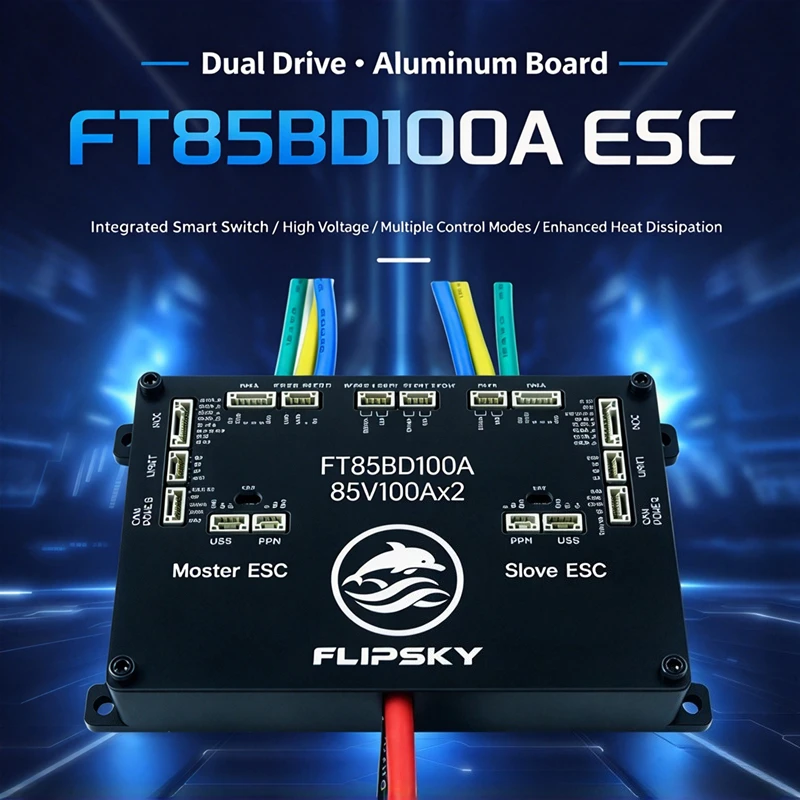 FT85BD100A Flipsky Dual Brushless ESC 4S-20S, Non-VESC Speed Controller for Electric Skateboard Ebike and Robotics
