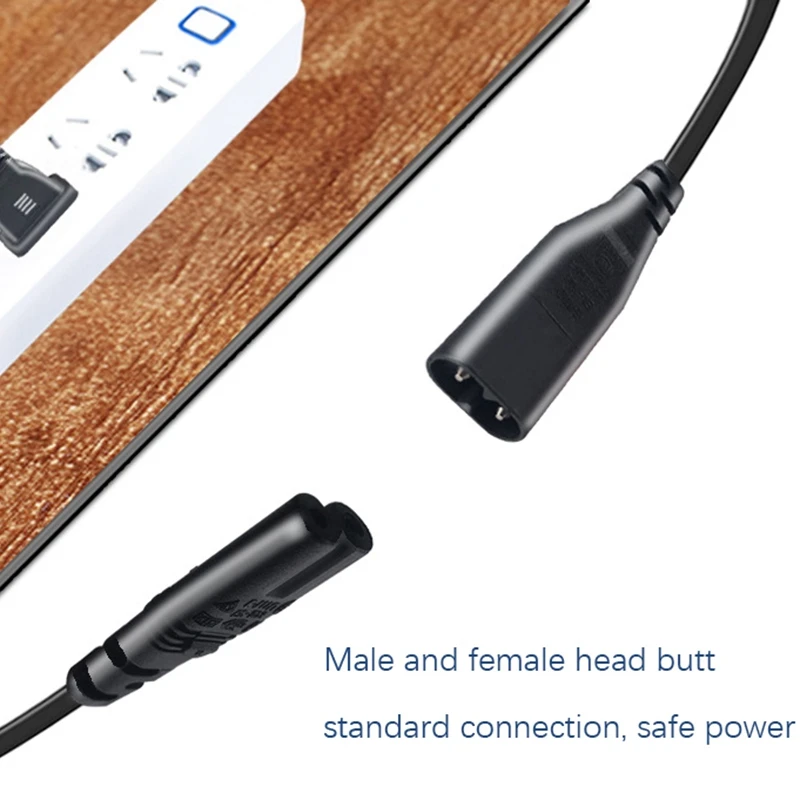 IEC 320 kabel ekstensi adaptor daya, kabel ekstensi adaptor daya 2-Pin C7 Female ke C8 Male Figure 8 untuk Speaker dan Printer(0.3M)