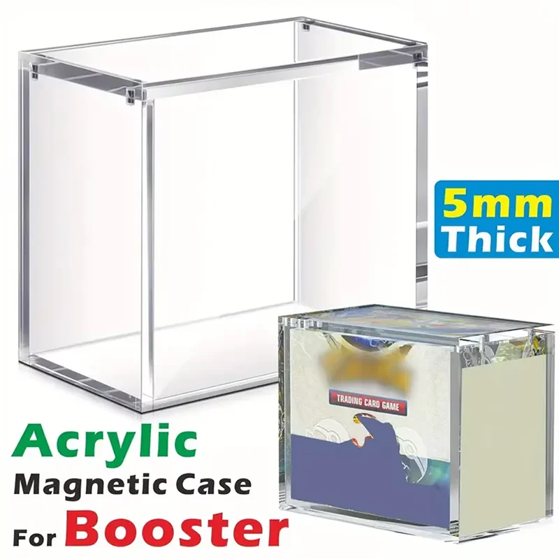 Acrylic Stackable 5mm Display Box, Compatible with Booster Box Transparent Magnetic Buckle Protective Box
