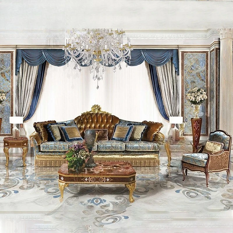 

Shell inlay European court-style mansion villa large luxury furniture sofa coffee table