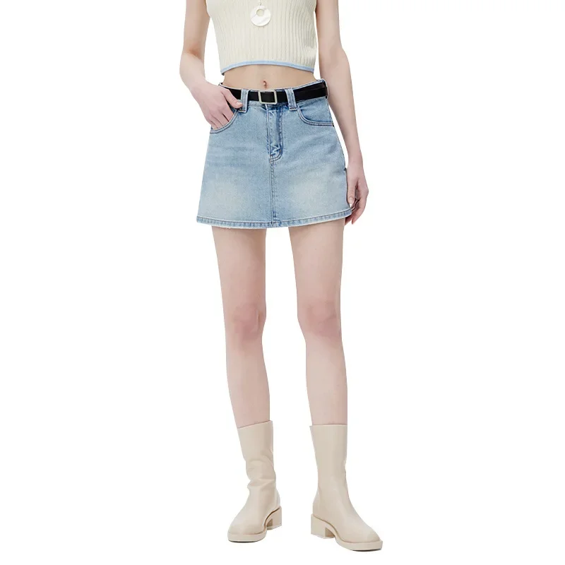 

High-waisted, Simple and Fashionable Sense of Design Denim Half Body Skirt.Summer Versatile and Casual A-line Culottes for Women