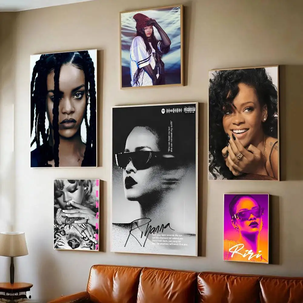 ألبوم الموسيقى المشهور للمغني R-Rihanna ملصق غرفة المعيشة المنزلي ومدخل البار والمطعم والمقهى لوحة تزيين فنية #2