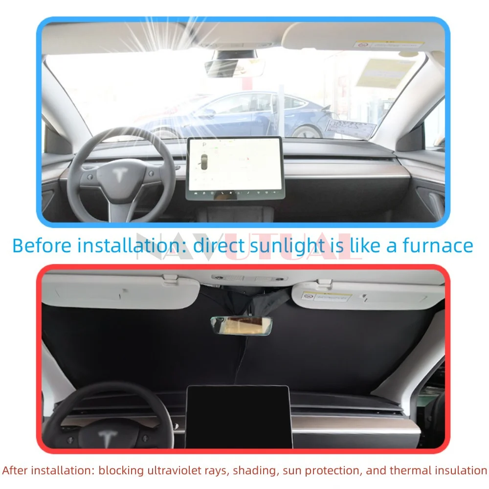 Privacy Sun Shade for Tesla Model 3 Model Y 2016- 2023 Custom-Fit Car Side Window Sunshade Blind Shading for Camping Hiking Rest